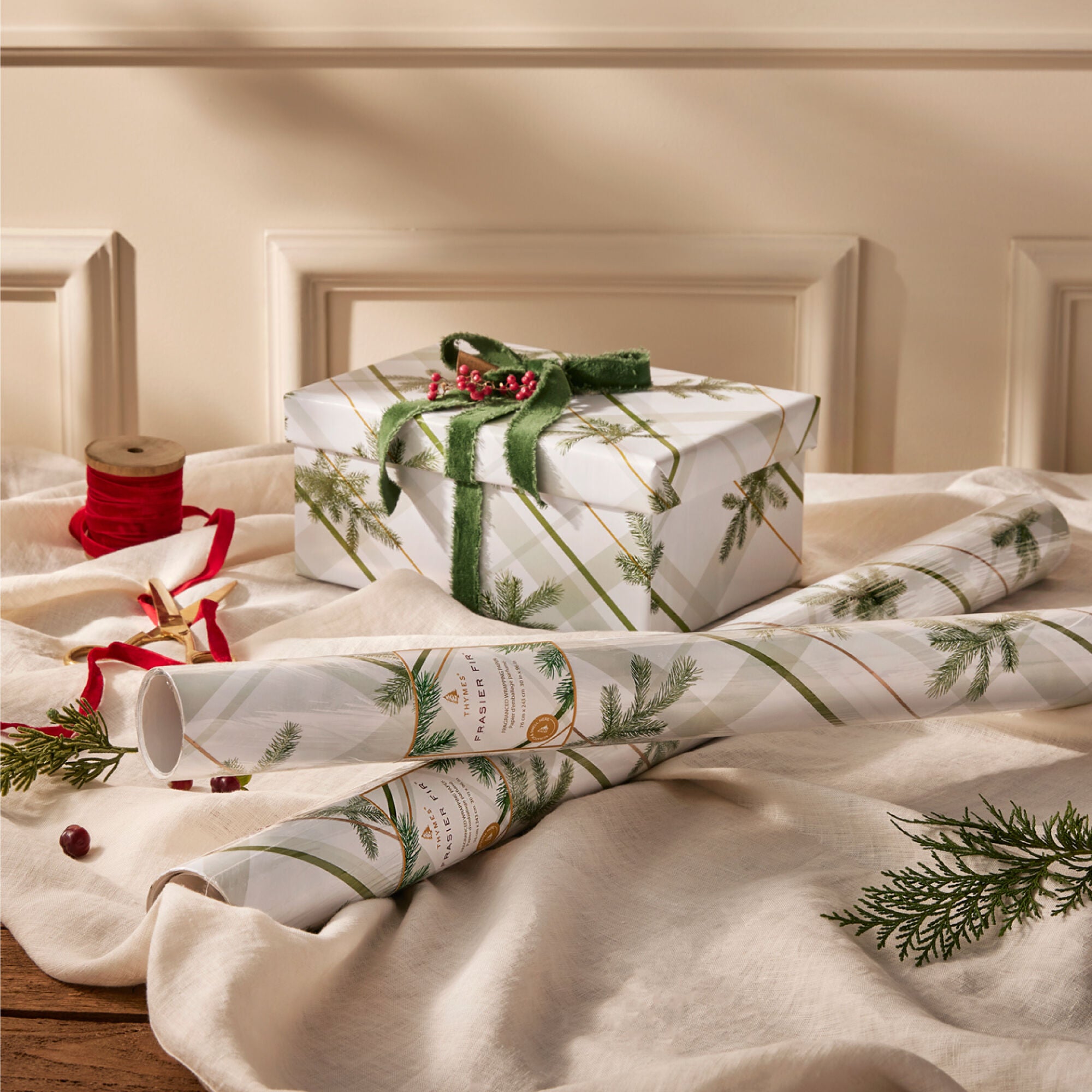 Frasier Fir® Frosted Plaid Wrapping Paper. 2 Pack - Image 2