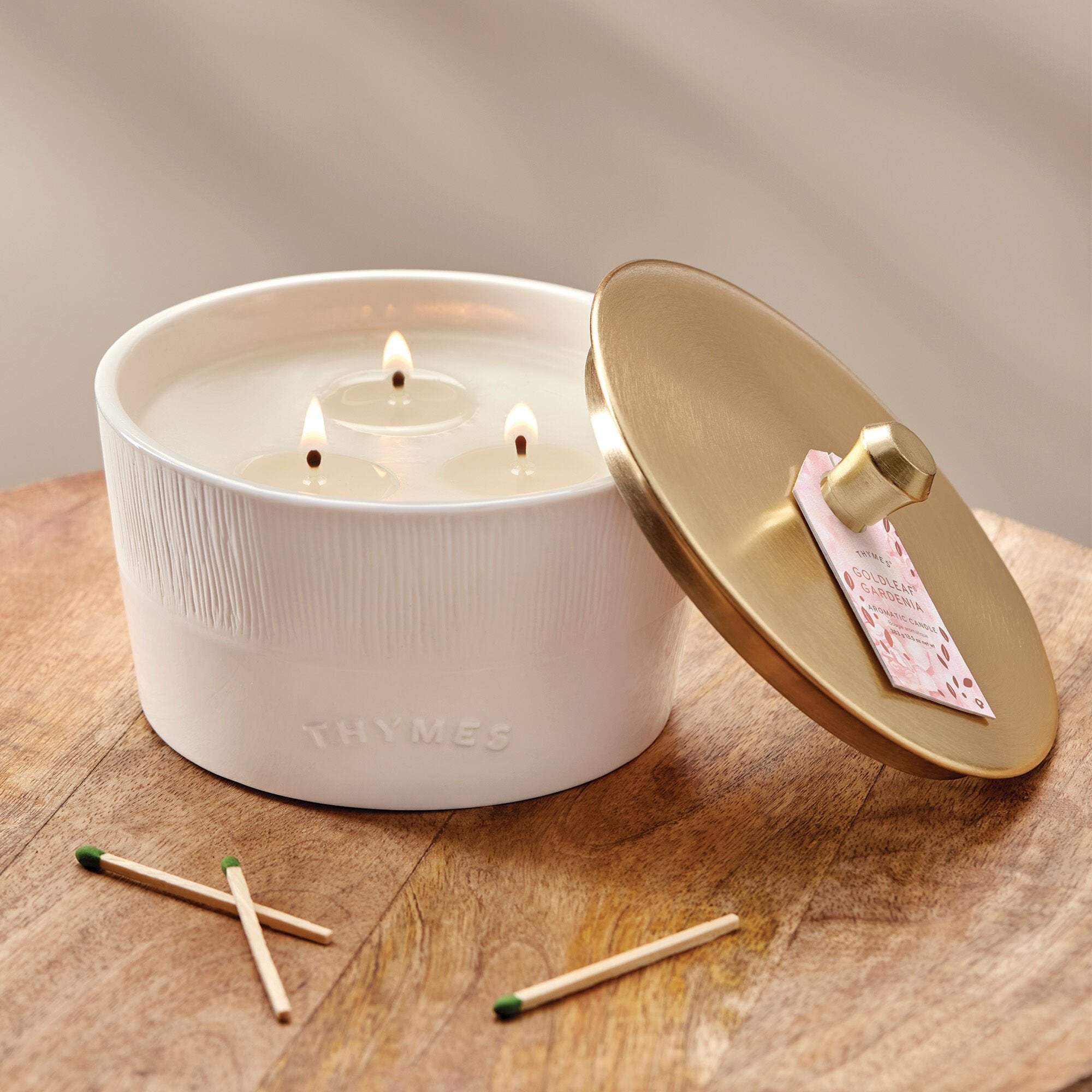 Goldleaf Gardenia Statement 3-Wick Candle - Image 2