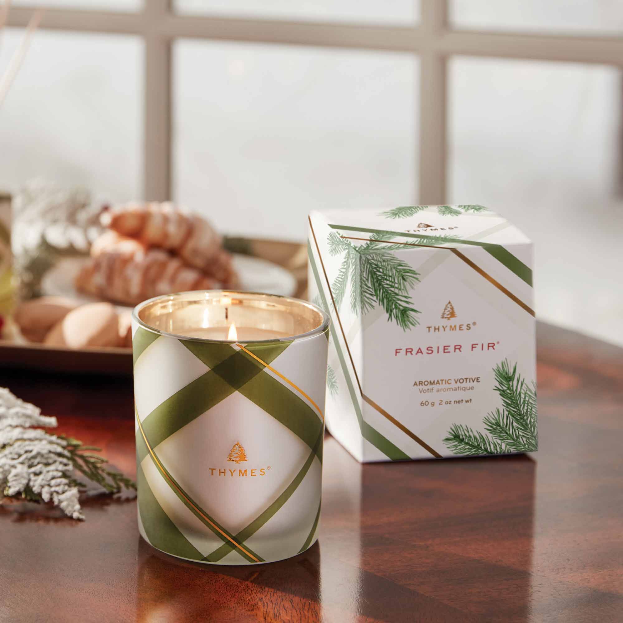 Frasier Fir? Frosted Plaid Votive Candle - Image 2