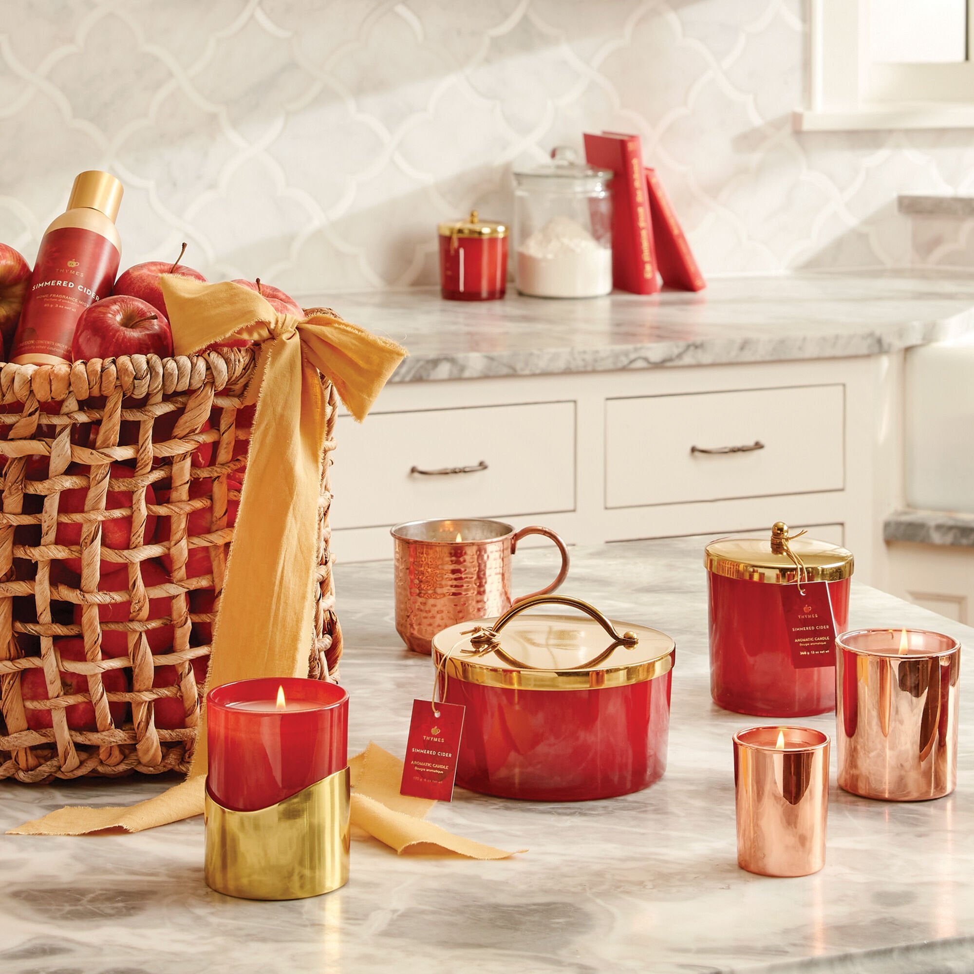 Simmered Cider Harvest Red Poured Candle with Gold Sleeve - Image 3